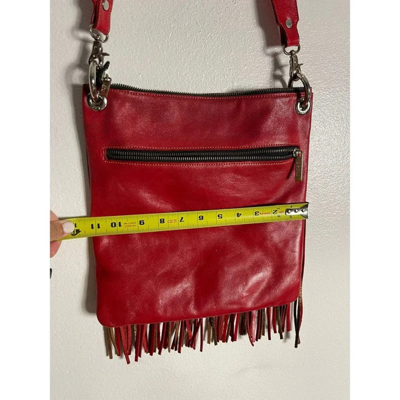 Leblu Boho Style Womens Leather Suede Shoulder Crossbody Bag Red - Picture 6 of 13